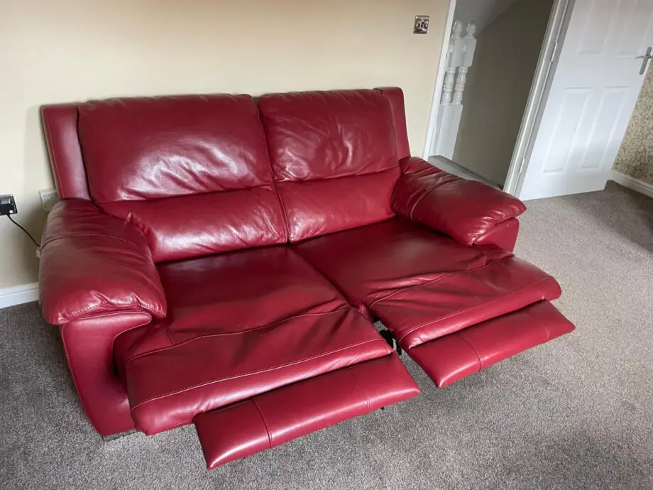 Red leather, recliner, 2 seater