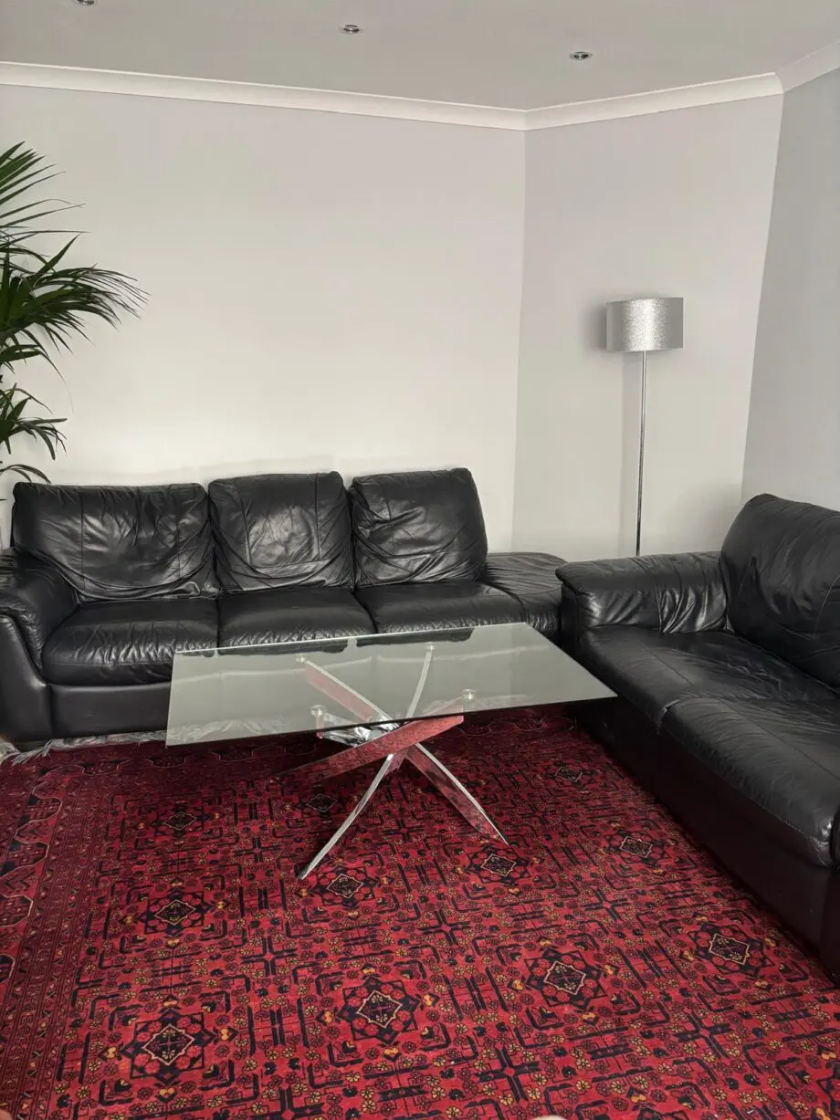 DFS black leather sofa set