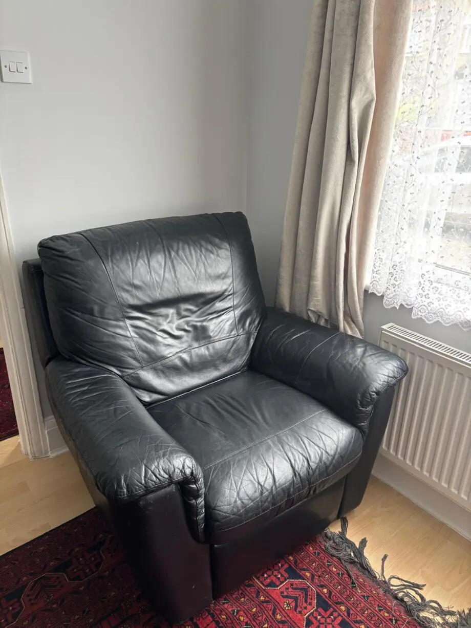 DFS black leather sofa set