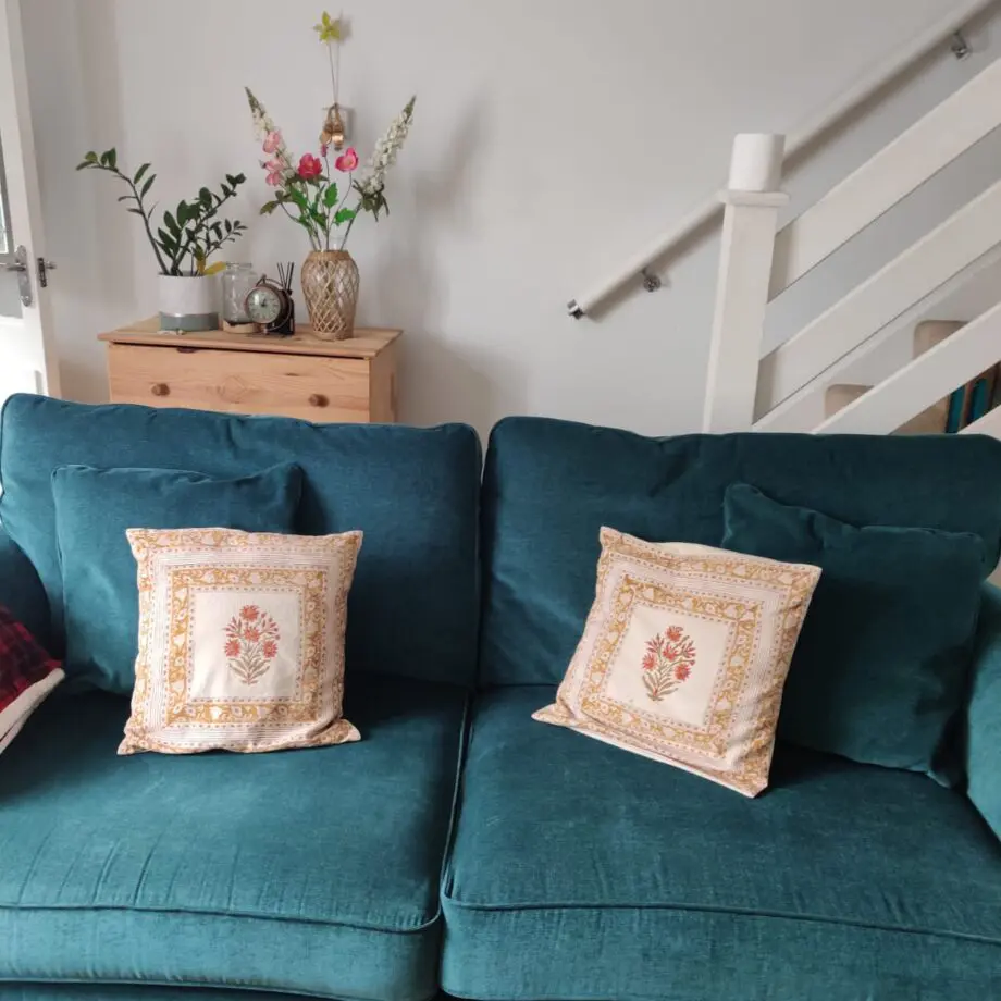 Teal colour 3 seater comfortable sofa