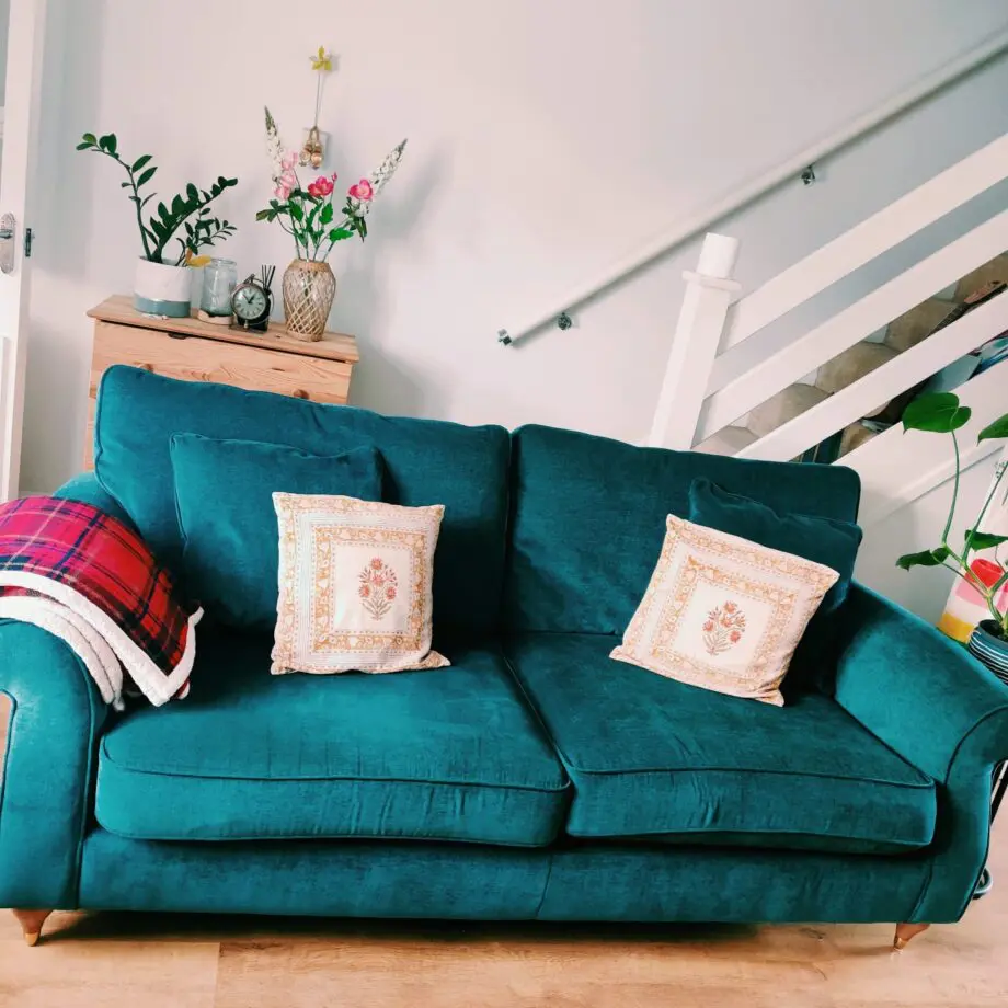 Teal colour 3 seater comfortable sofa