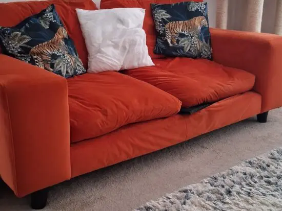 DFS Orange Two Seater Sofas