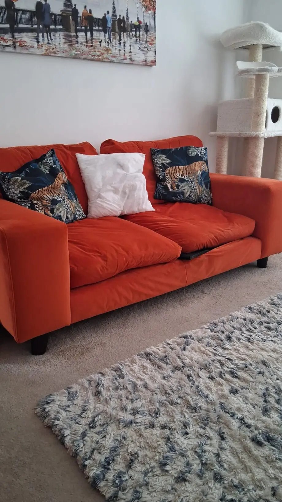 DFS Orange Two Seater Sofas