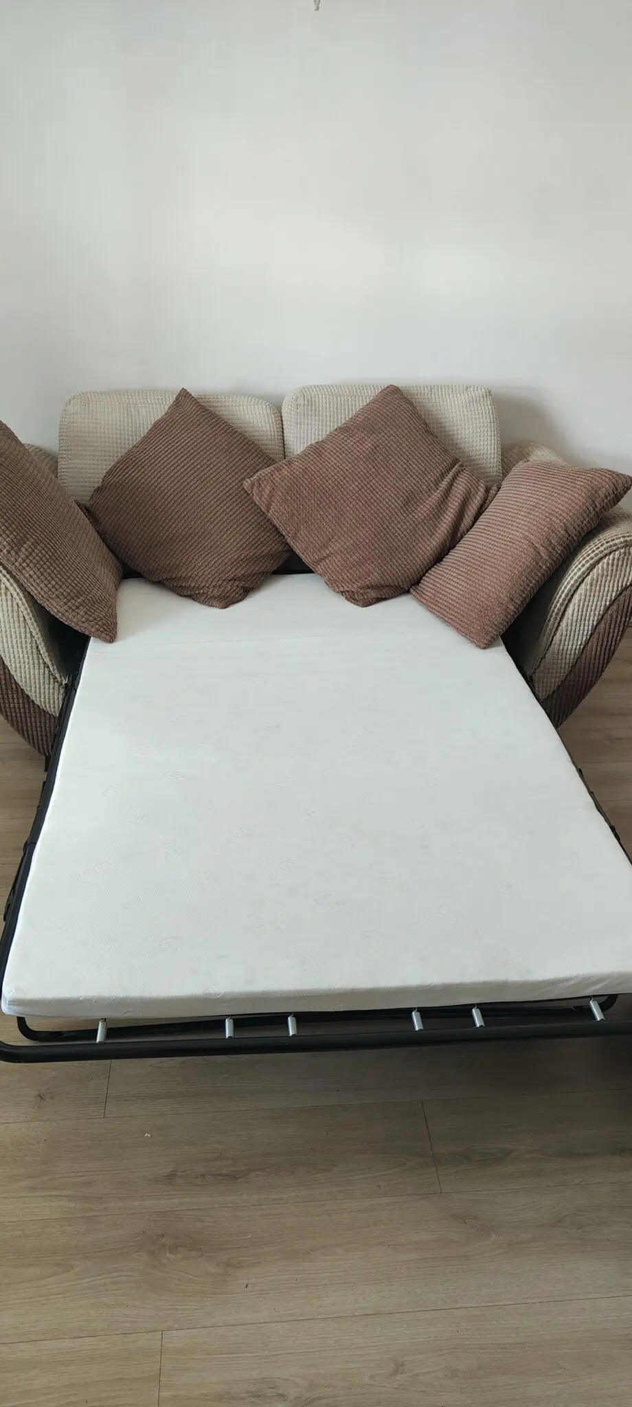 DFS 2 Seater Sofa Bed and 3 Seater Sofa Cream/Brown Ruskin