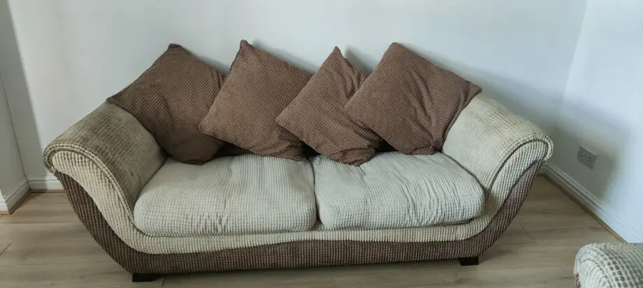 DFS 2 Seater Sofa Bed and 3 Seater Sofa Cream/Brown Ruskin
