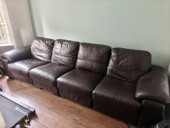DFS Dark Brown Genuine Leather Sofa - Four 4 Seater