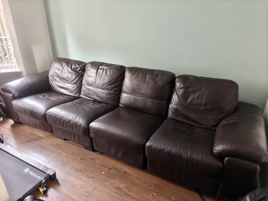 DFS Dark Brown Genuine Leather Sofa - Four 4 Seater