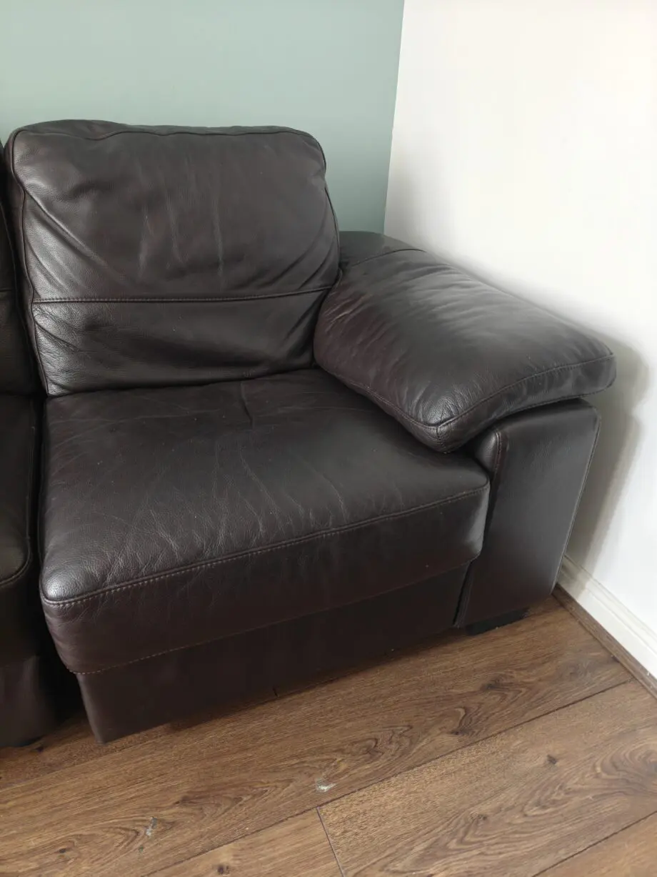 DFS Dark Brown Genuine Leather Sofa - Four 4 Seater