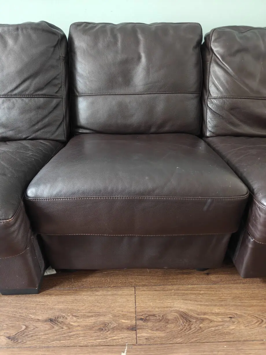 DFS Dark Brown Genuine Leather Sofa - Four 4 Seater