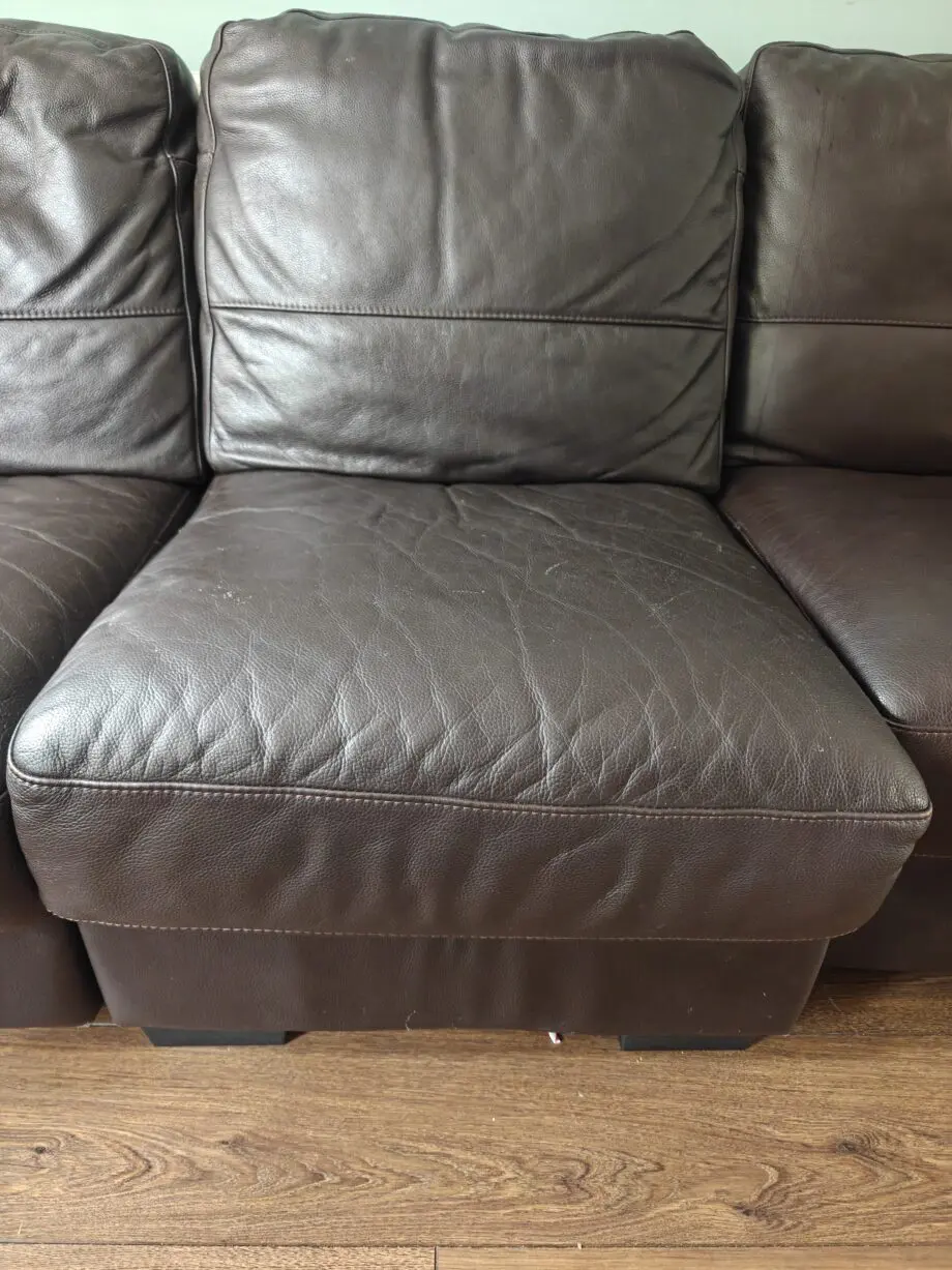 DFS Dark Brown Genuine Leather Sofa - Four 4 Seater