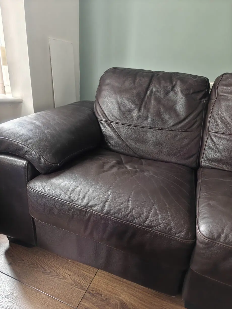 DFS Dark Brown Genuine Leather Sofa - Four 4 Seater