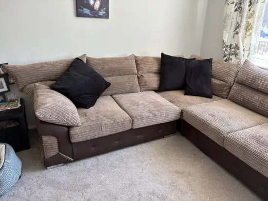 Large brown corner sofa
