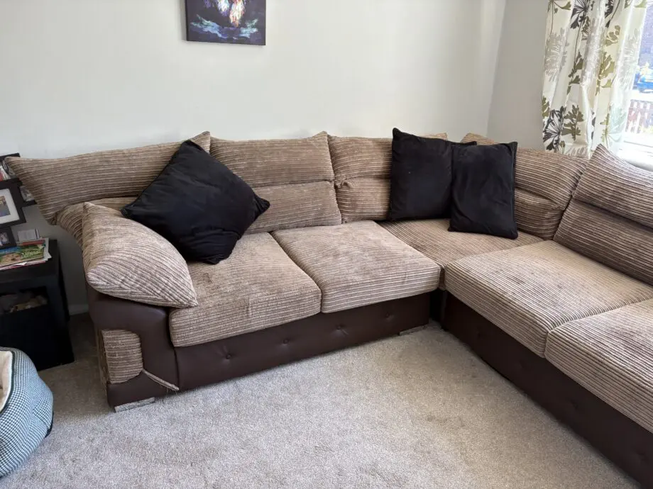 Large brown corner sofa