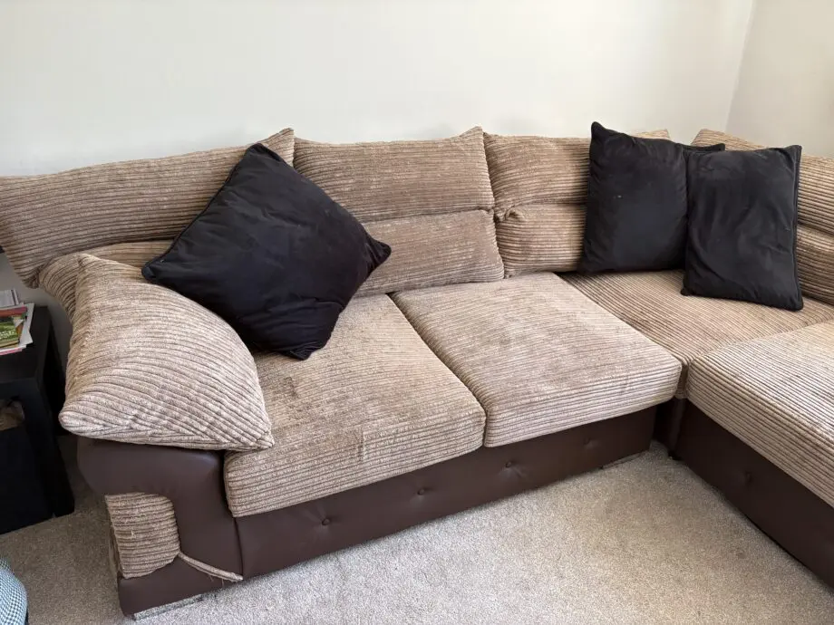 Large brown corner sofa
