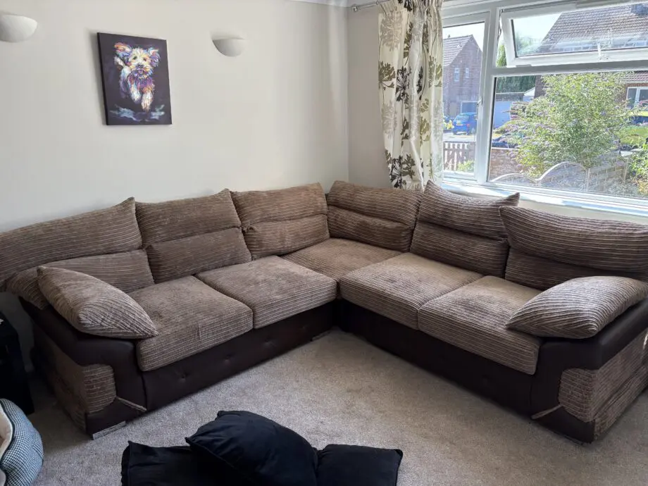Large brown corner sofa