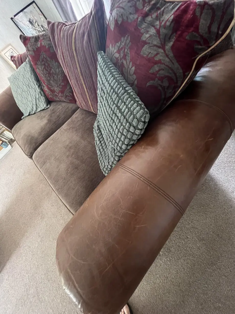 Two Barker And Stonehouse brown Leather &Fabric Sofas