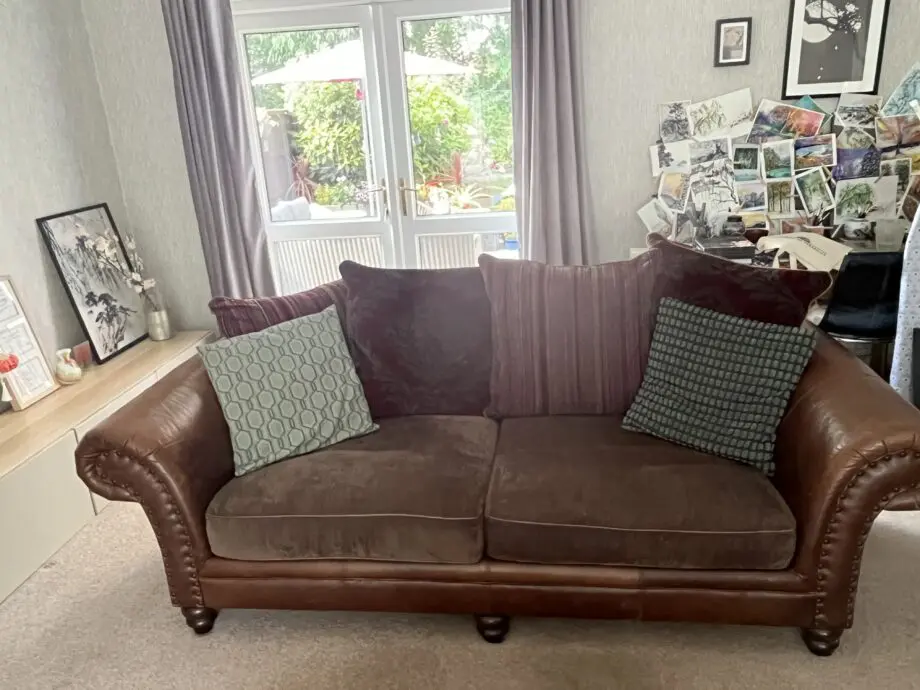 Two Barker And Stonehouse brown Leather &Fabric Sofas