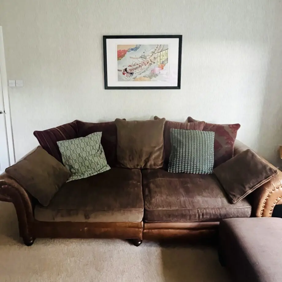 Two Barker And Stonehouse brown Leather &Fabric Sofas