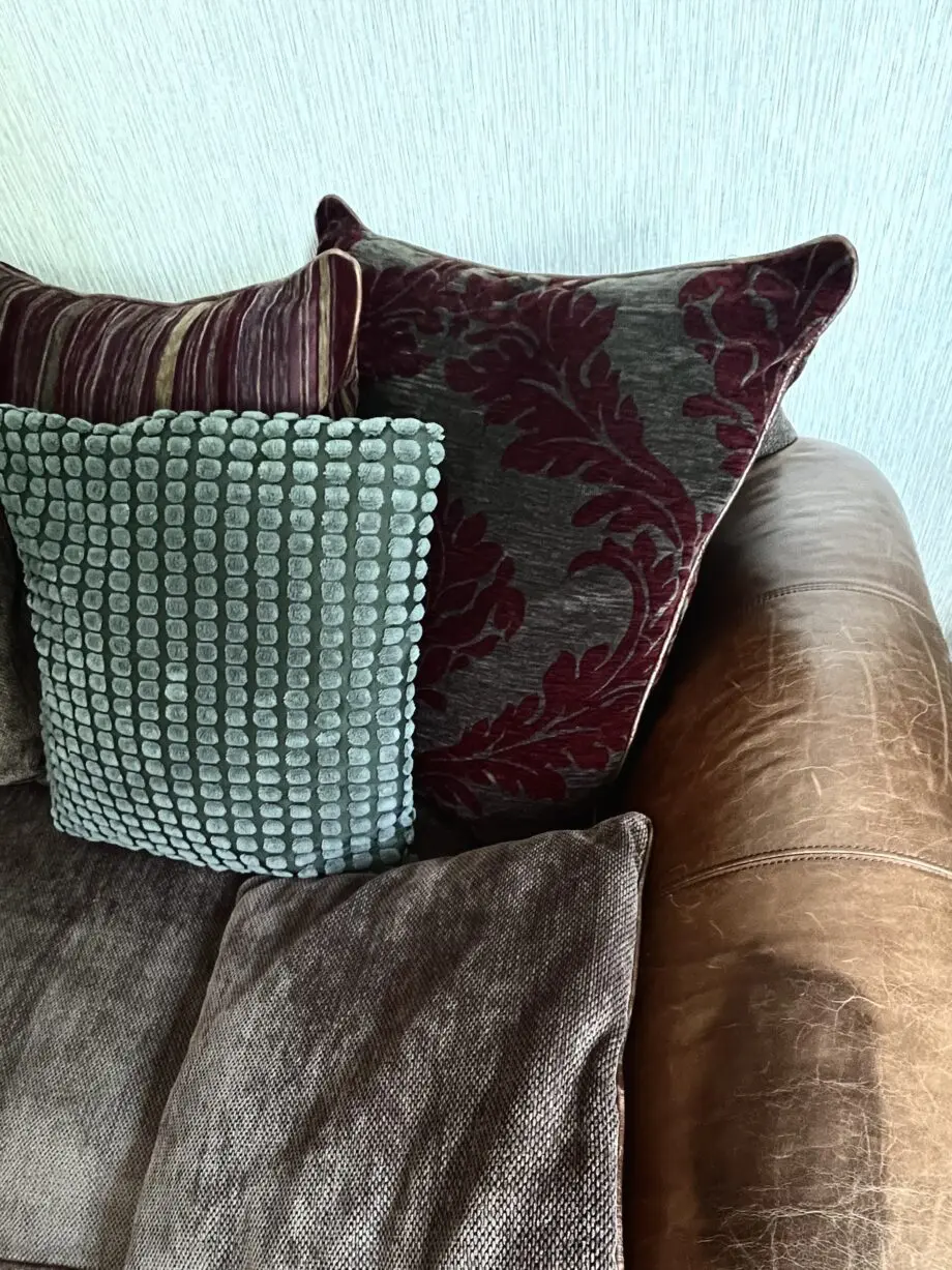 Two Barker And Stonehouse brown Leather &Fabric Sofas