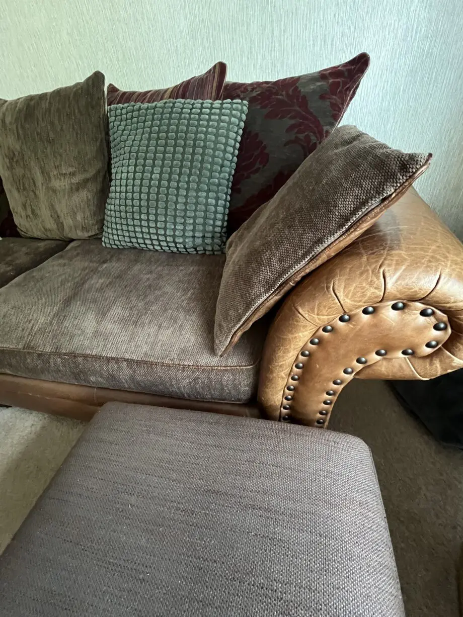 Two Barker And Stonehouse brown Leather &Fabric Sofas