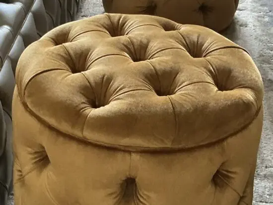 Pair of Velvet Button-Tufted Ottomans By The Sofa & Chair Company