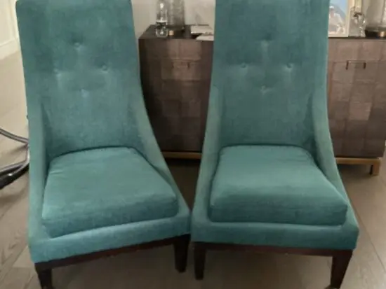 Pair of Teal Blue Slipper Chairs