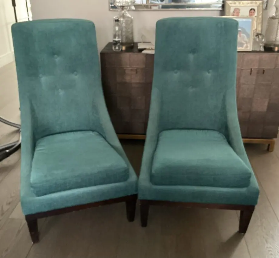 Pair of Teal Blue Slipper Chairs