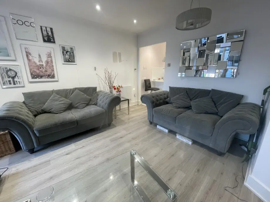 2x Grey Two-Seater Sofa Club Sofas