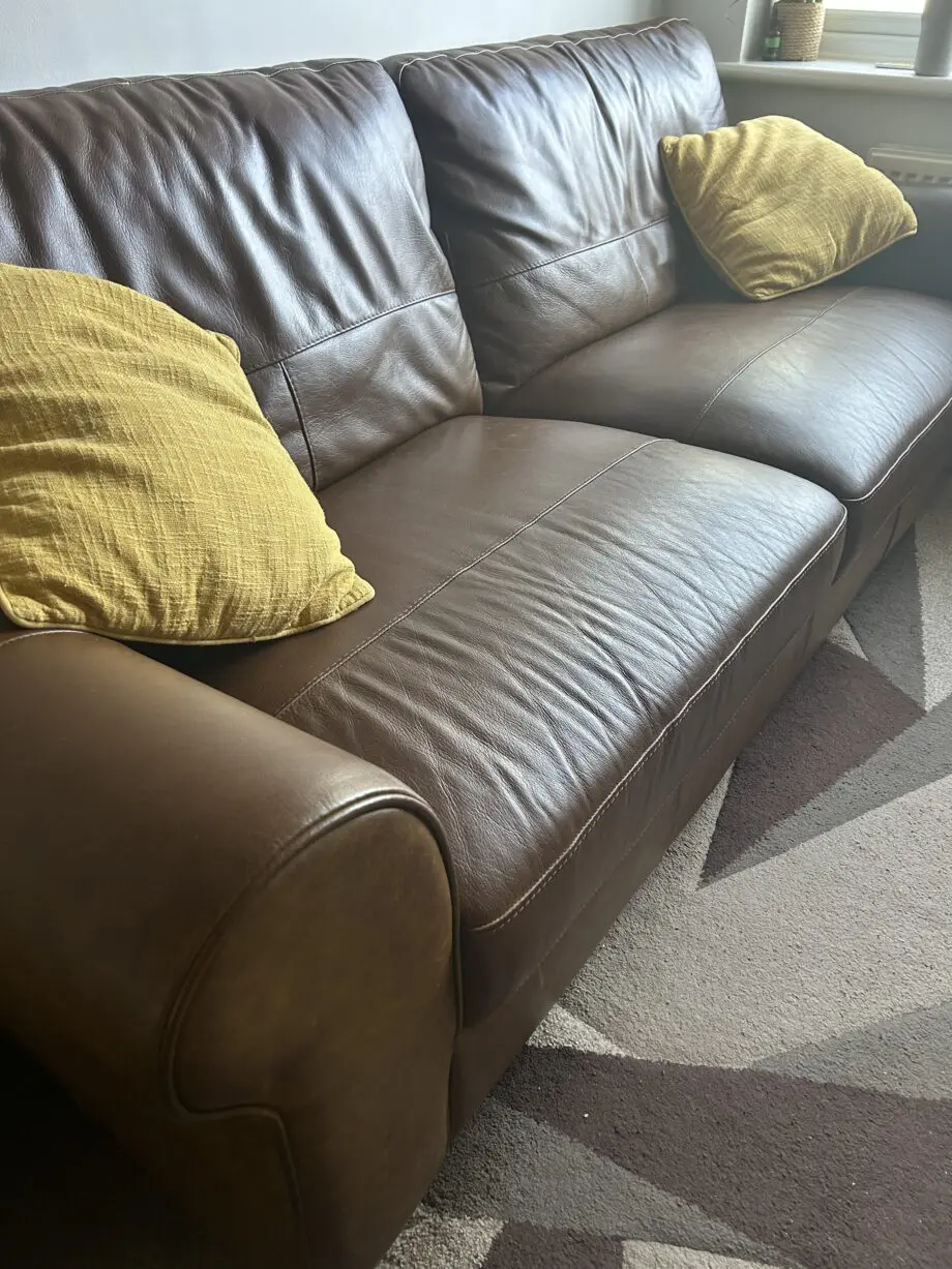 Argos Tan 3 seater leather sofa and footstool (Salisbury)