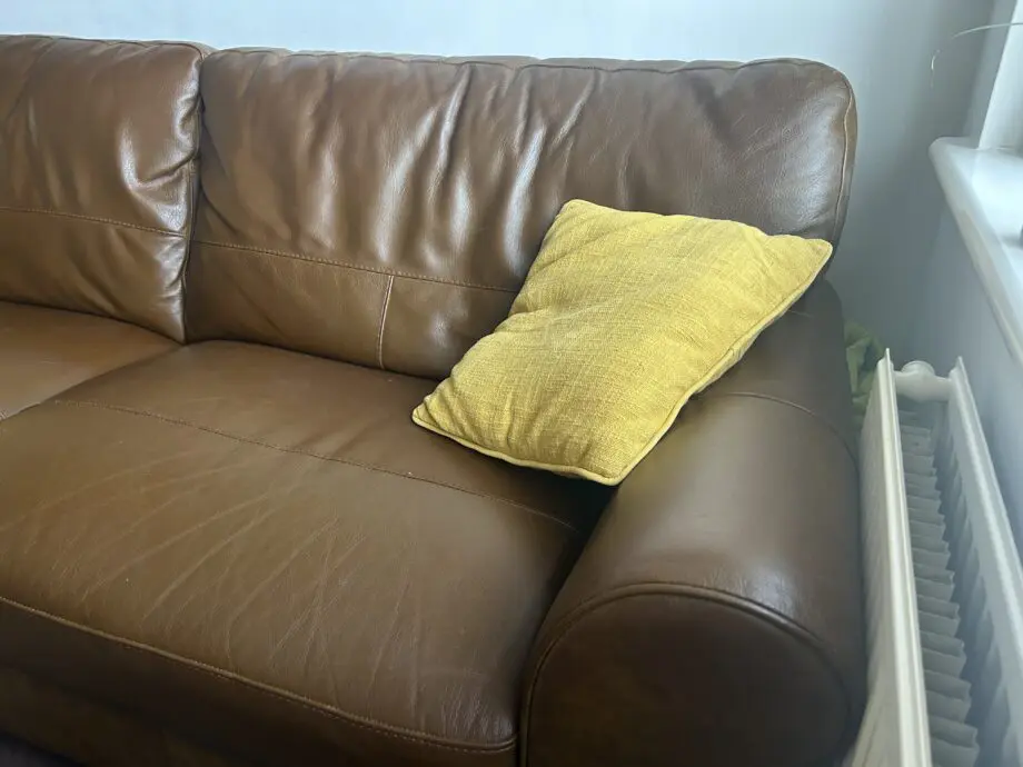 Argos Tan 3 seater leather sofa and footstool (Salisbury)