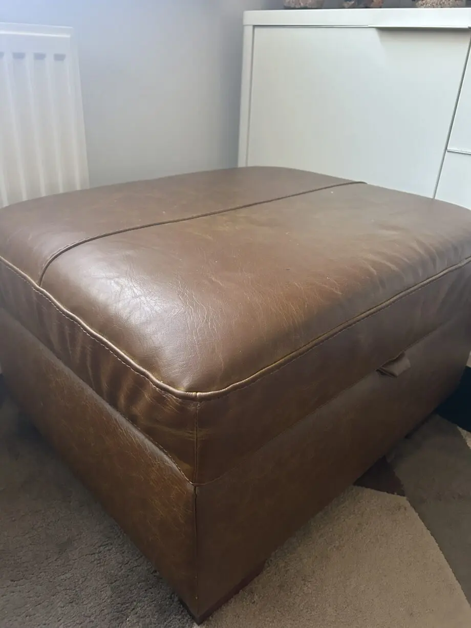 Argos Tan 3 seater leather sofa and footstool (Salisbury)
