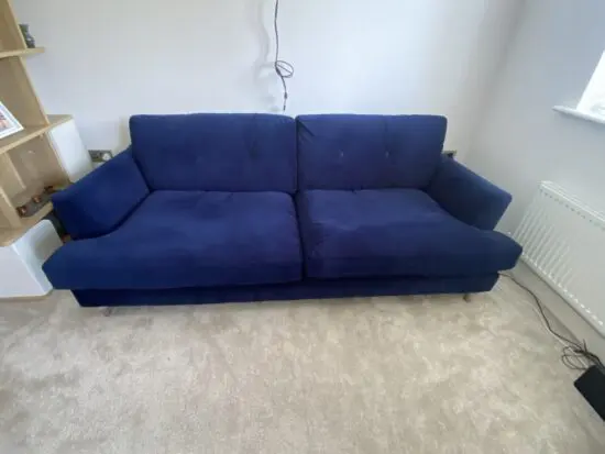 Joules Patterdale blue velvet sofa