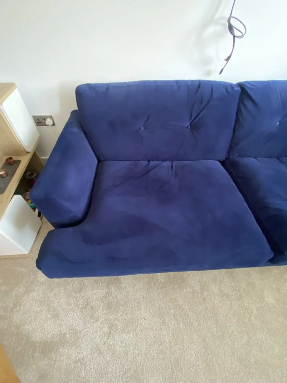 Joules Patterdale blue velvet sofa