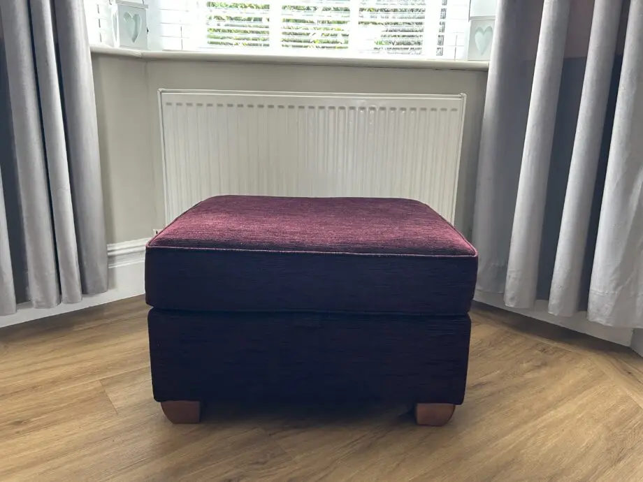 Marks & Spencer Brown Sofa, Brown and Burgundy Love Seat and Pouff