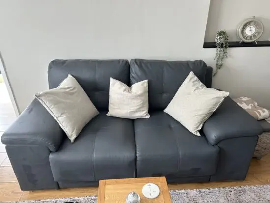 DFS grey modern suite - Two seater and three seater sofas .