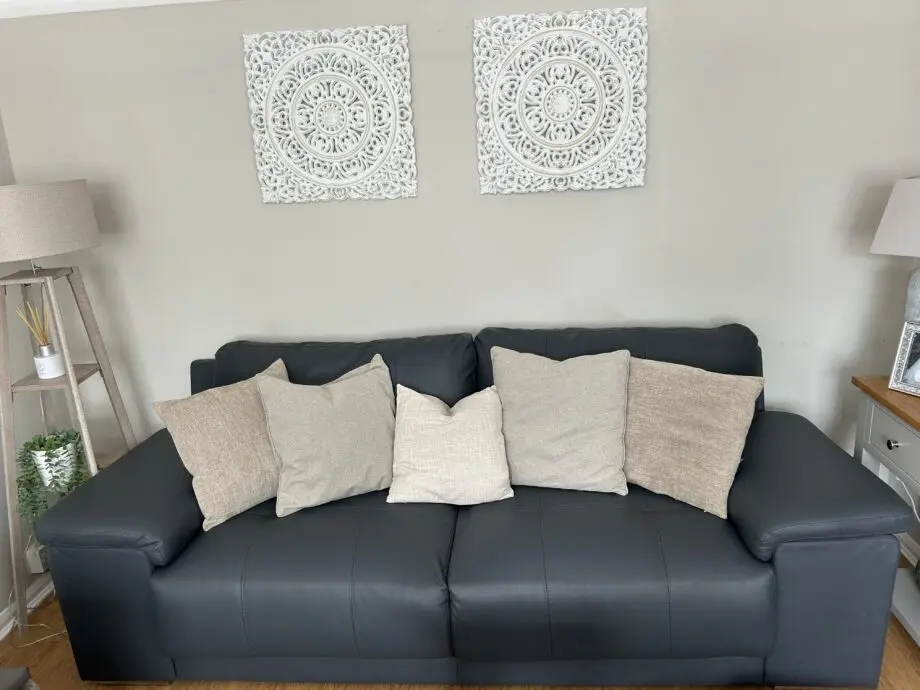DFS grey modern suite - Two seater and three seater sofas .