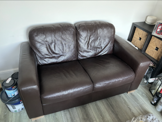 2 seater brown leather sofa