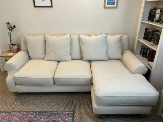 DFS Cream, 3 seater left chaise sofa