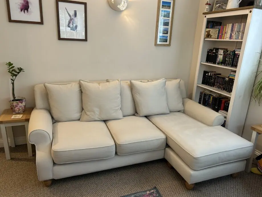 DFS Cream, 3 seater left chaise sofa