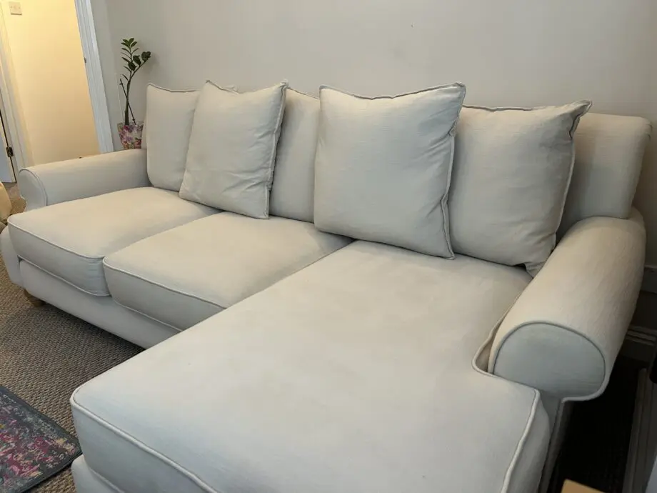 DFS Cream, 3 seater left chaise sofa