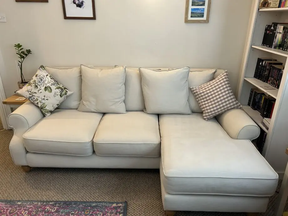 DFS Cream, 3 seater left chaise sofa