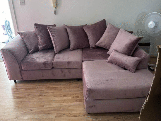 Dusty pink corner sofa