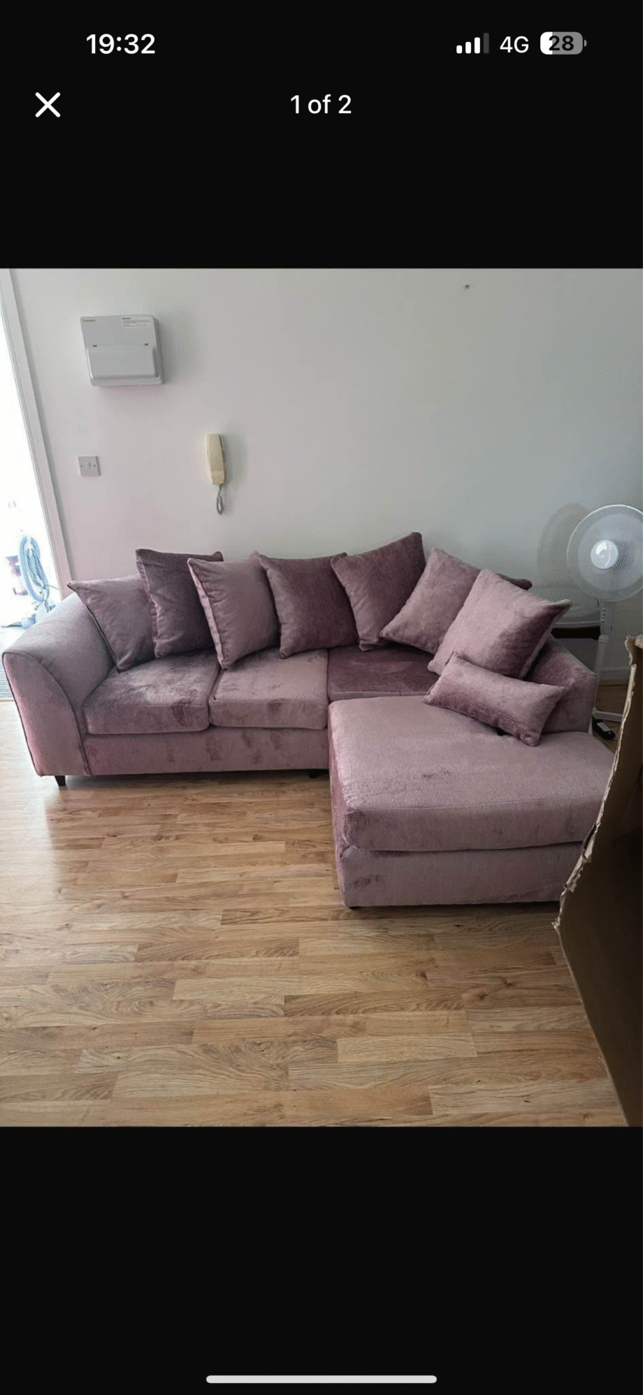 Dusty pink corner sofa