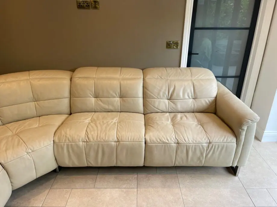 Stokers electric cream leather reclining corner sofa