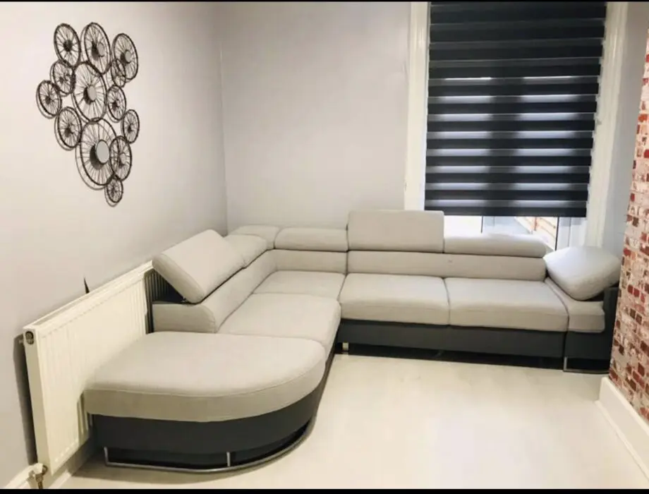 Unique Grey Leather/Fabric Storage Corner Sofa – Hardly Used!