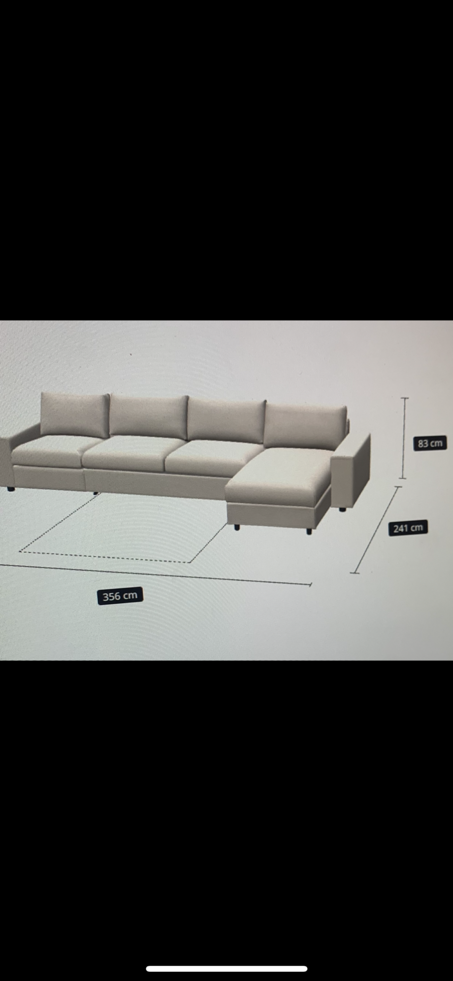 Ikea, grey 4 seat sofa bed with chaise long storage.