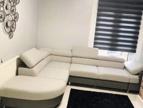 Unique Grey Leather/Fabric Storage Corner Sofa – Hardly Used!
