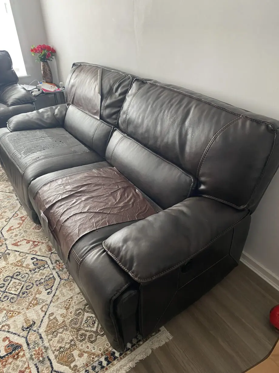 Brown 3 seater electric recliner sofa