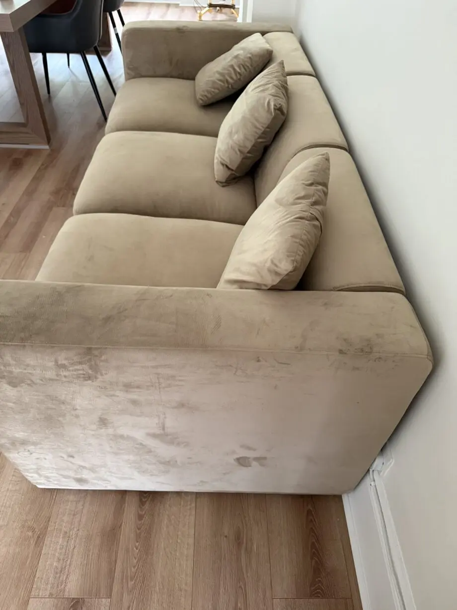 Sand Velvet Italian Sofa 3 Seater Sofa