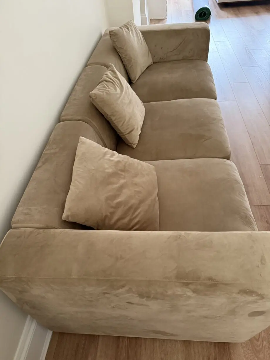 Sand Velvet Italian Sofa 3 Seater Sofa